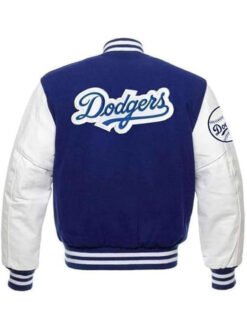 Unisex Blue and White Letterman Jacket