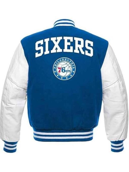 Philadelphia 76ers Varsity Blue and White Jacket