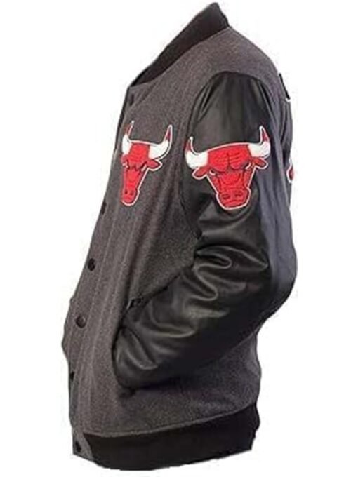 Chicago Bulls Bomber Black and Grey Varsity Jacket