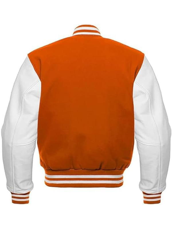1 Orange Varsity Leather Sleeves Jackets