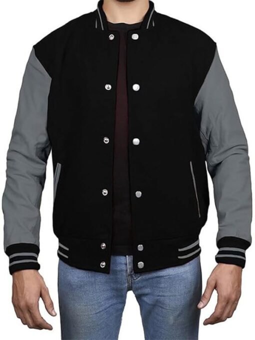 Black Grey Varsity Jacket