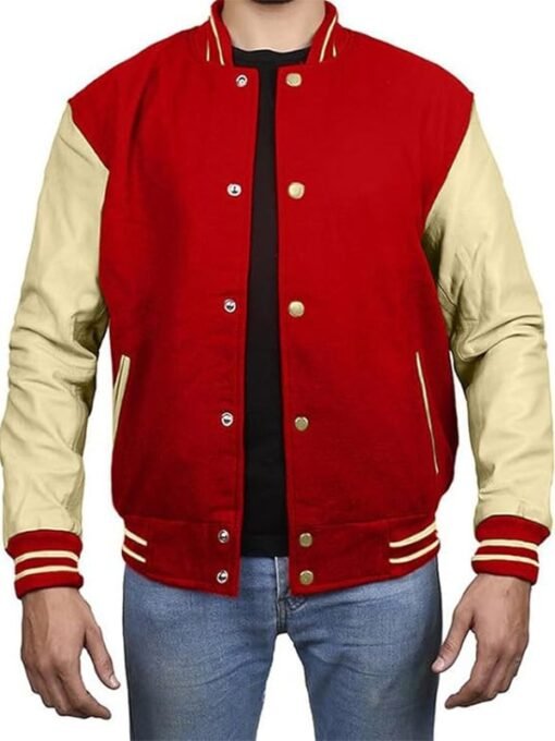 Red Cream Volleyball Varsity Jacket