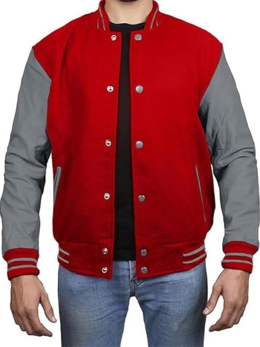 Red With Grey Varsity Jacket
