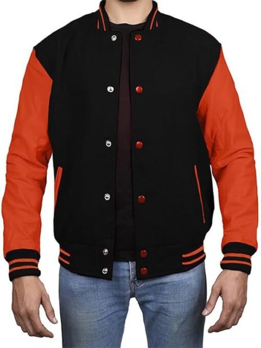 Black Orange Varsity Jacket