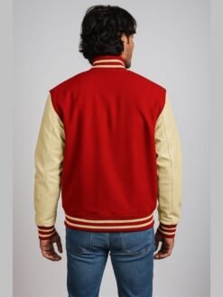 Men Real Leather Varsity Jacket