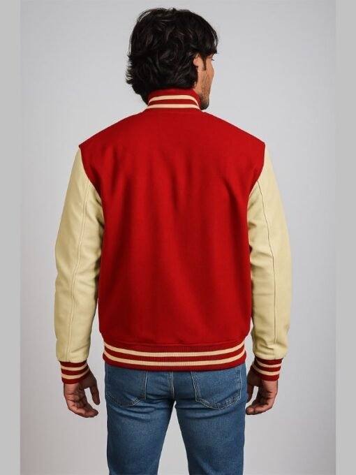 Men Real Leather Varsity Jacket