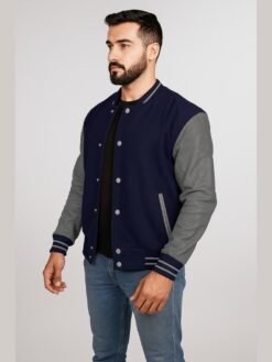 Blue Grey Varsity Jacket