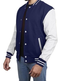 Navy Blue and White Bomber Jacket