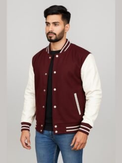 Maroon White Varsity Jacket