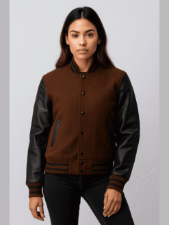 Brown Black Varsity Jacket