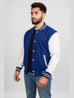 Royal-Blue With White Sleeves Varsity Jacket