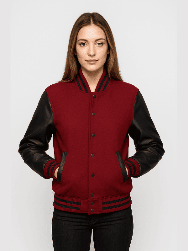 28-min Maroon Letterman Varsity Jacket