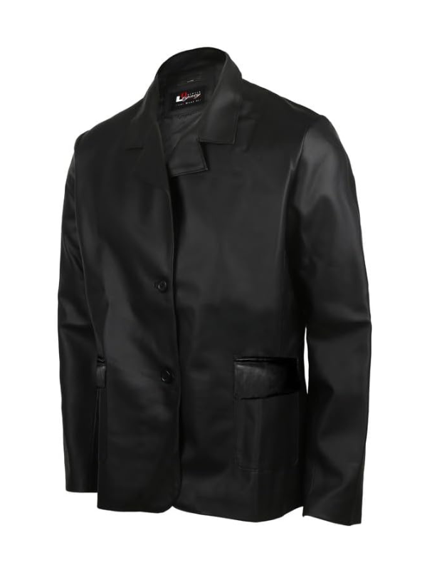 3 Black Leather Blazer For Men's