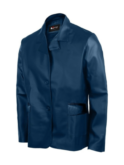 Outwear Legacy Blue Leather Blazer For Men's