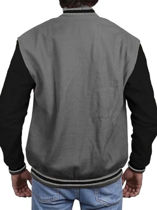 Grey Black Sleeves Varsity Jacket