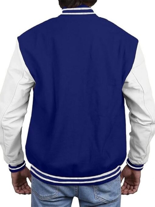 Blue With White Leather Varsity
