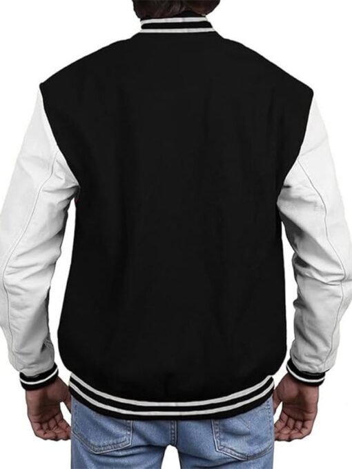 Black White Leather Varsity Jacket
