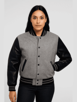 Grey Black Letterman Varsity Jacket