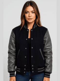 Women's Black Varsity With Grey Sleeves