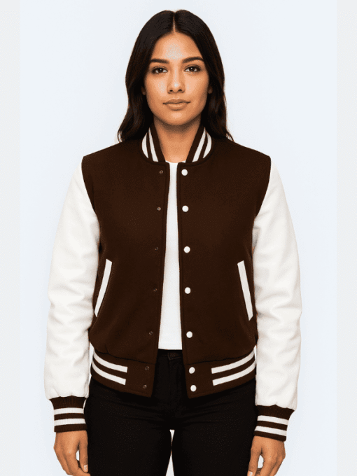 Brown With White Leather Sleeves Varsity