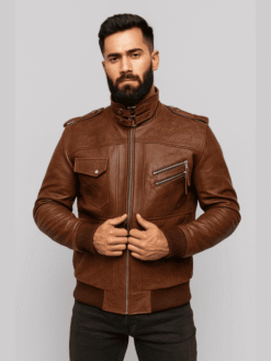 Men’s Brown Distressed Leather Jacket