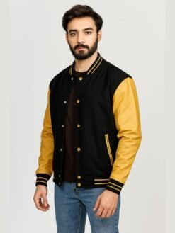 Varsity Jacket In Black Gold Combination