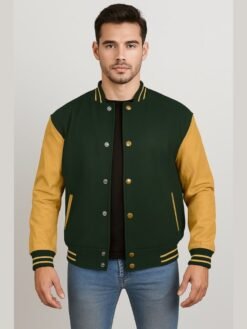Kelly Green Gold Combination Varsity Jacket