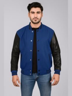Royal-Blue With Black Sleeves Varsity Jacket