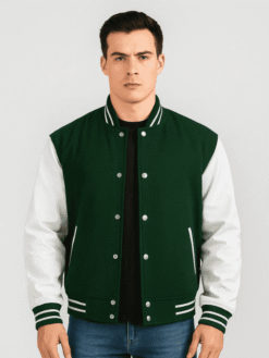 Men Real Leather Varsity Jacket