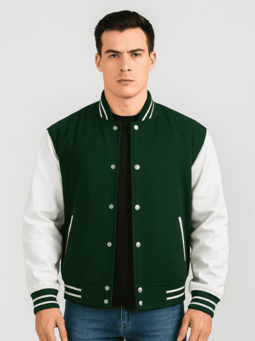 Men Real Leather Varsity Jacket