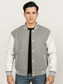 Men Real Leather Varsity Jacket