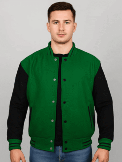 Men Real Leather Varsity Jacket