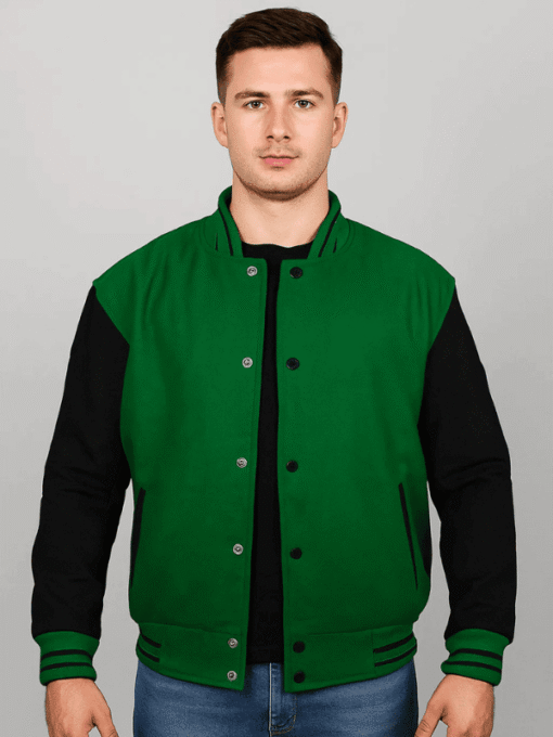 Men Real Leather Varsity Jacket