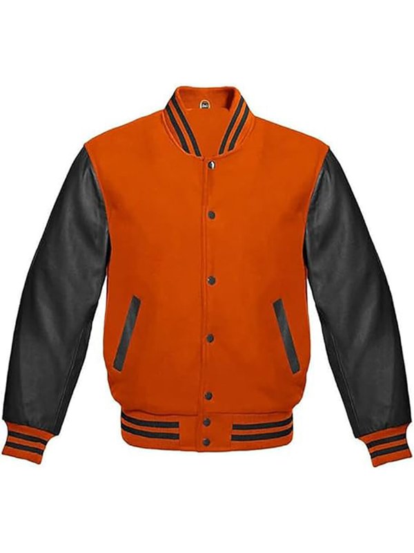 Untitled-1 Orange Letterman Varsity Jacket