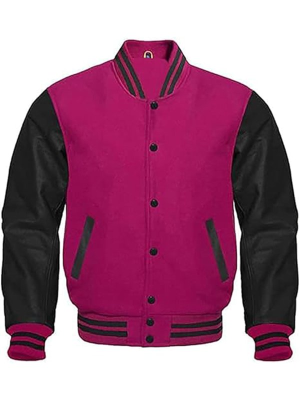 Untitled-1 Pink Varsity With Black Sleeves Varsity