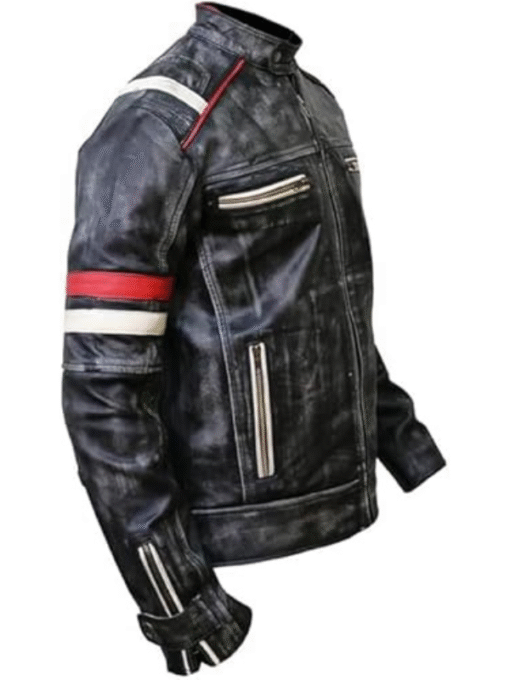 Men’s Distressed Cafe Racer Leather Jacket