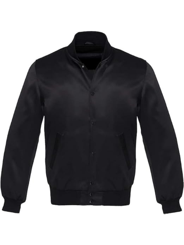 1 Black Satin Varsity Jacket