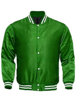 Green Satin Varsity Jacket