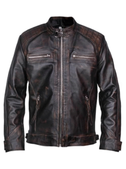 Distressed Black Biker Jacket