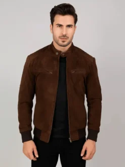 Men's Suede Bomber Jacket