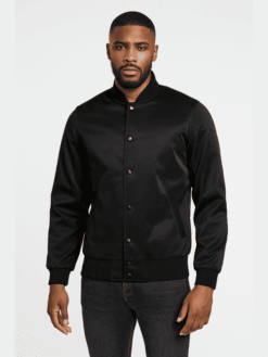 Outwear Legacy Men's Black Satin Varsity Jacket