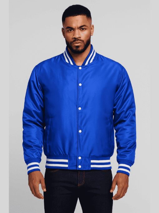 Outwear Legacy Men's Blue Satin Varsity Jacket
