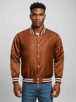 Outwear Legacy Men's Brown Satin Varsity Jacket