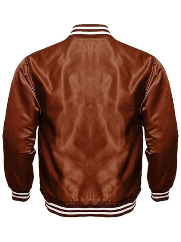 2 Men's Brown Satin Varsity Jacket