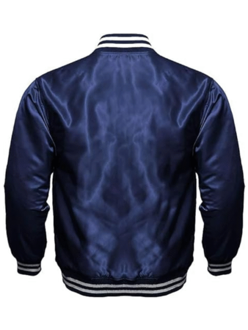 Outwear Legacy DK Blue Satin Varsity Jacket