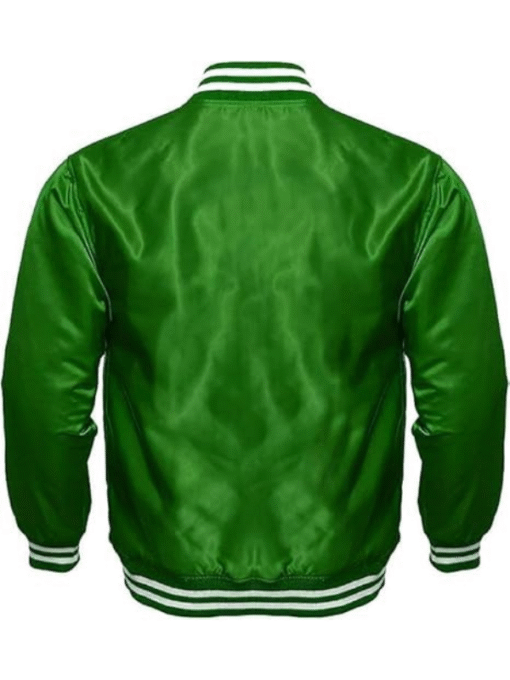 Outwear Legacy Green Satin Varsity Jacket