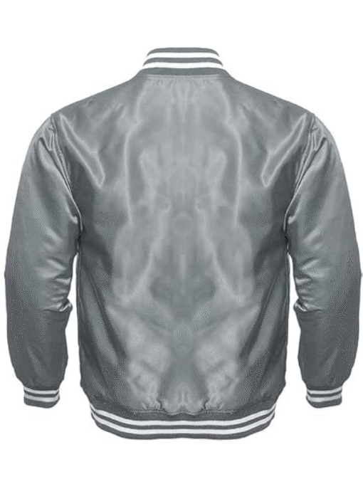 Grey Satin Varsity Jacket