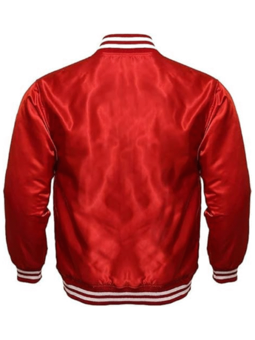 Red Satin Varsity Jacket