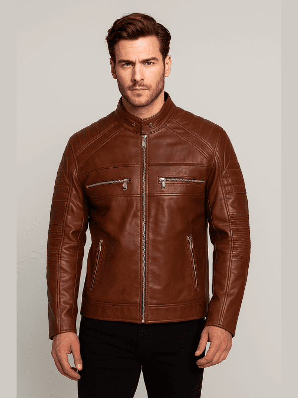 45-min Outwear Legacy Men's DK Brown Biker Jacket