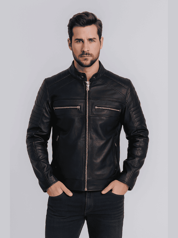 51-min Outwear Legacy Men's Black Cafe Racer Biker Jacket
